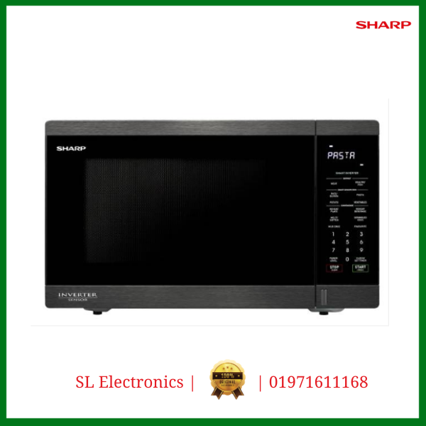 Sharp Solo Inverter Microwave Oven R-395E (BS) | 34 Liter - Black Stainless Steel