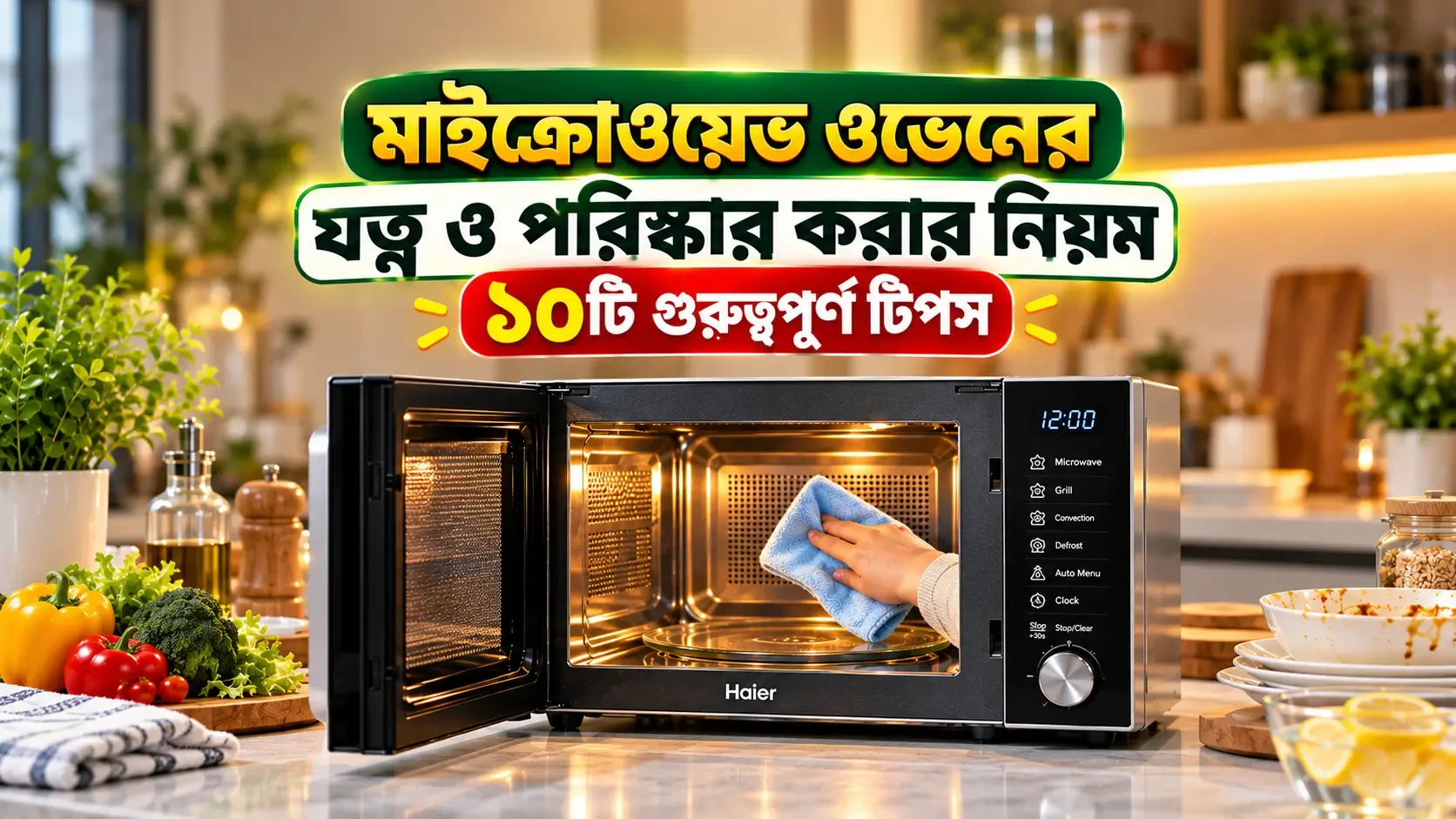 মাইক্রোওয়েভ ওভেনের যত্ন ও পরিষ্কার করার নিয়ম – ১০টি গুরুত্বপূর্ণ টিপস