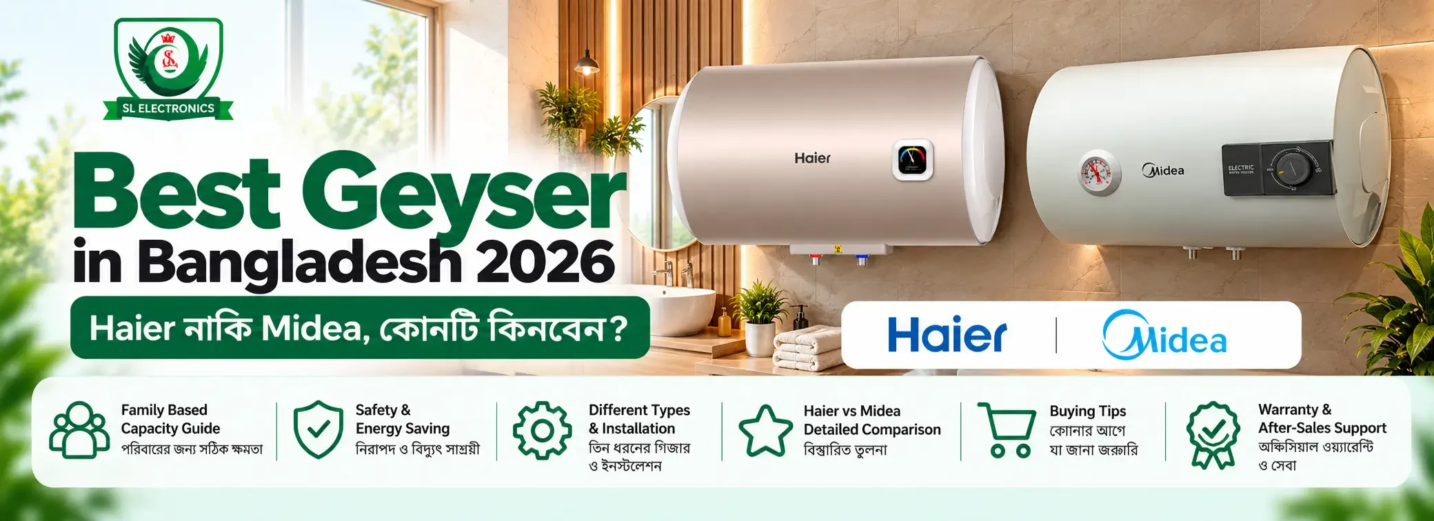Best Geyser in Bangladesh 2026 – Haier নাকি Midea, কোনটি কিনবেন?