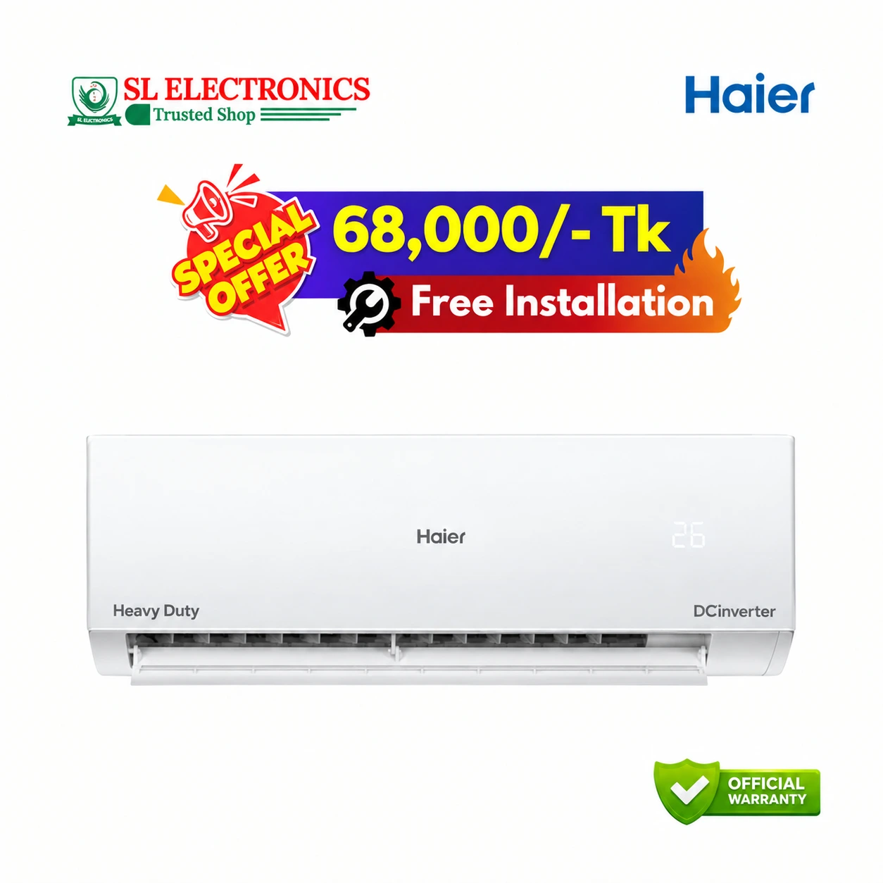 Haier 2 Ton CleanCool DC Inverter AC (HSU-24CleanCool) (INV)(Pro)(X6)