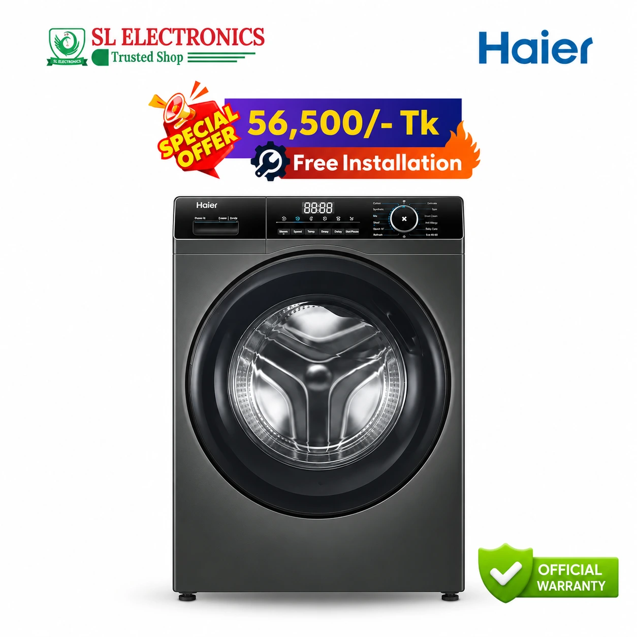 Haier 9 KG Inverter Front Load Washing Machine (HW90-BP12357S8)