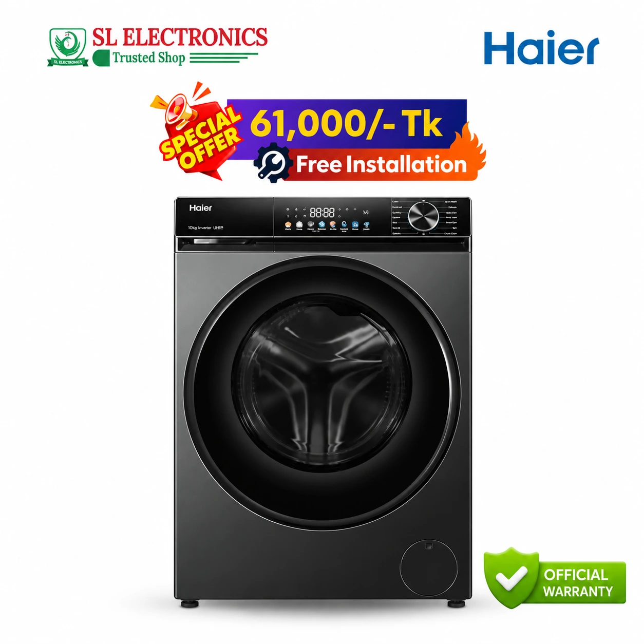 Haier 10 KG Inverter Front Load Washing Machine (HW100-BP12357S8)
