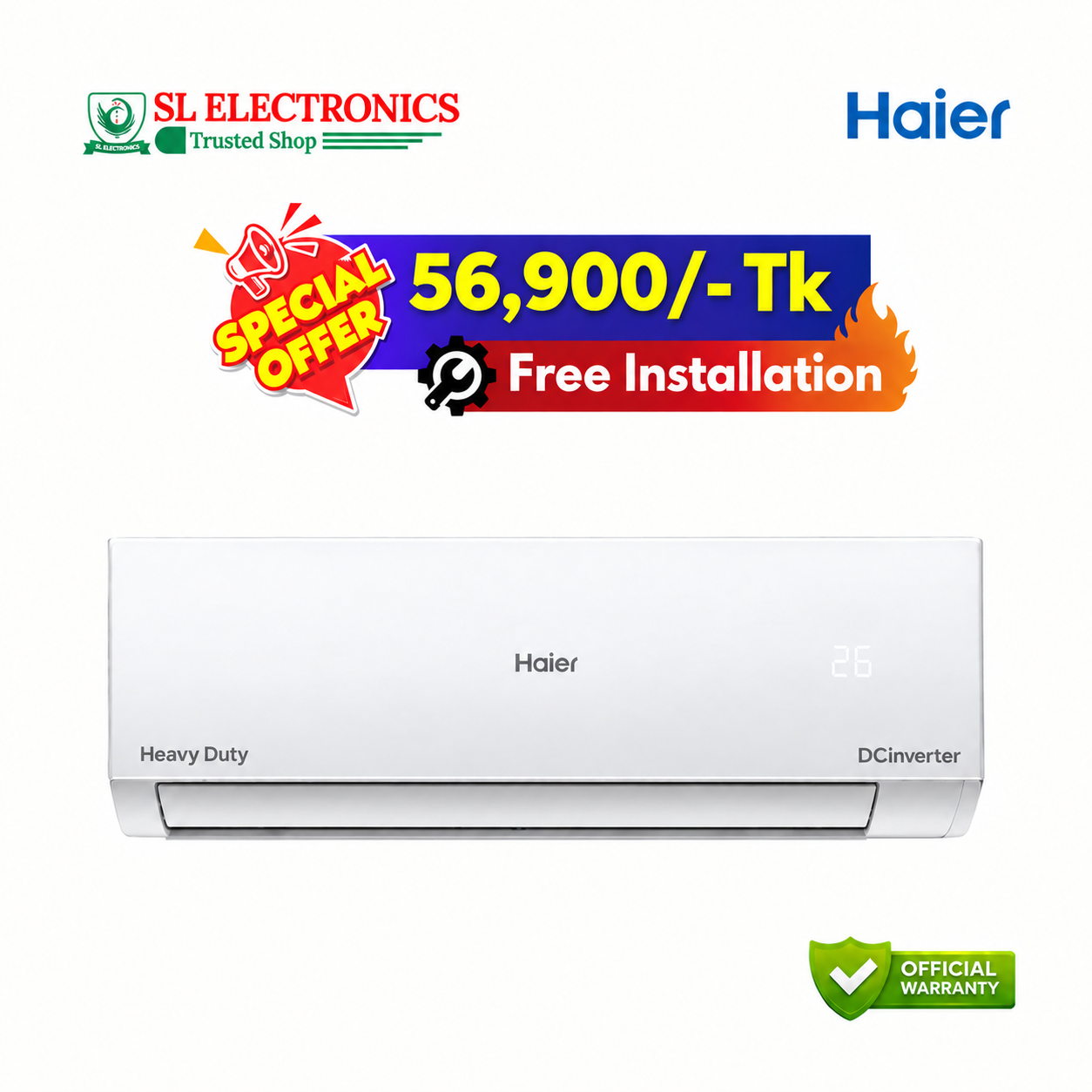 Haier 1.6 Ton CleanCool Inverter Pro (HSU-19CleanCool) (INV)(Pro)