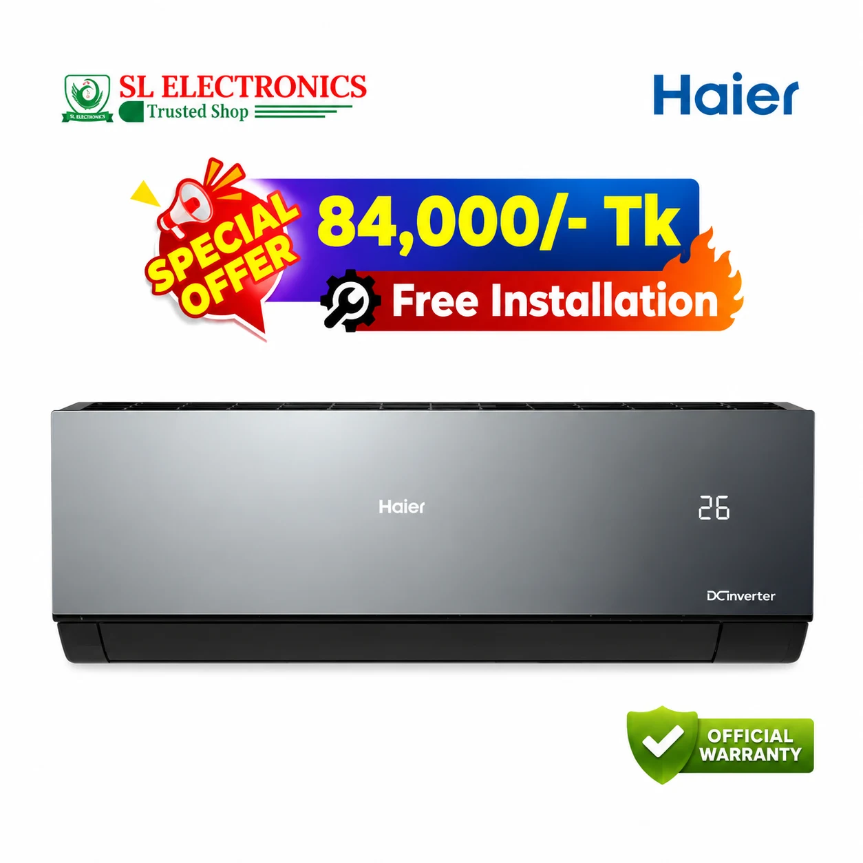 Haier 1.6 Ton UltimateCool T3 Hot & Cool Inverter AC (HSU-19UltimateCool) (INV)(Pro)(X6)(T3)
