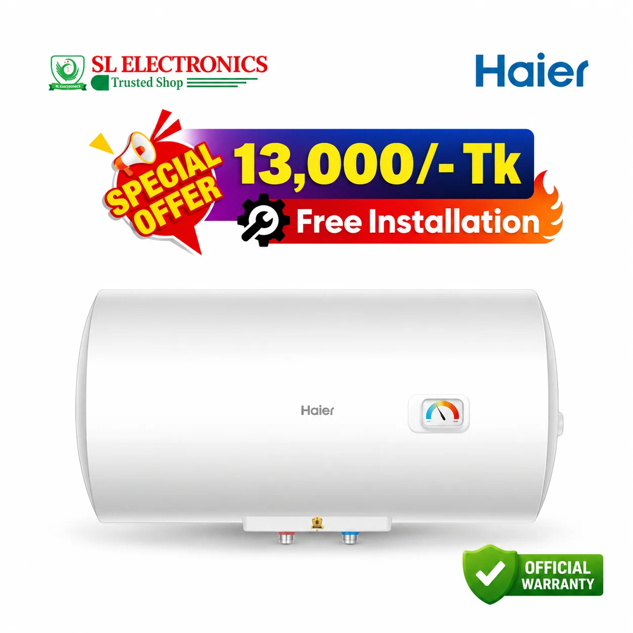 Haier 50 Litre Water Heater (Horizontal) ES50H-CK3(BD)