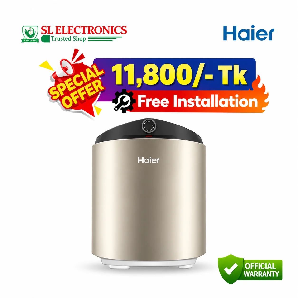 Haier 30 Litre Water Heater (Vertical) ES30V-C2UG(BD)