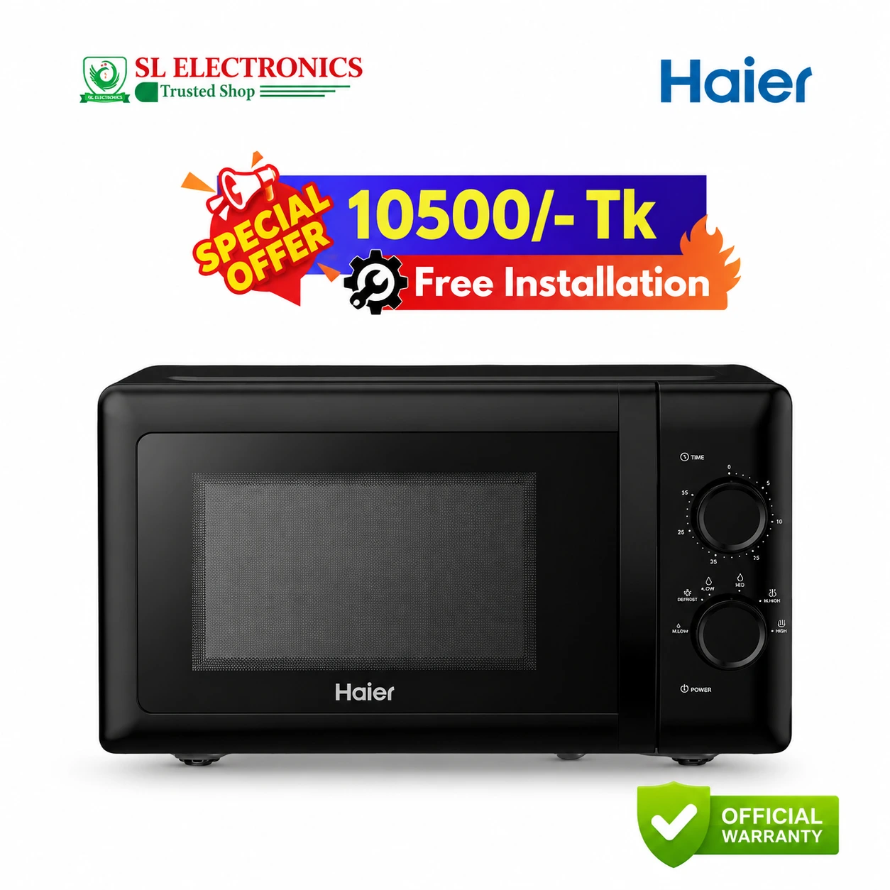 Haier 20 Liter Solo Microwave Oven (HMW- M2001BBD)