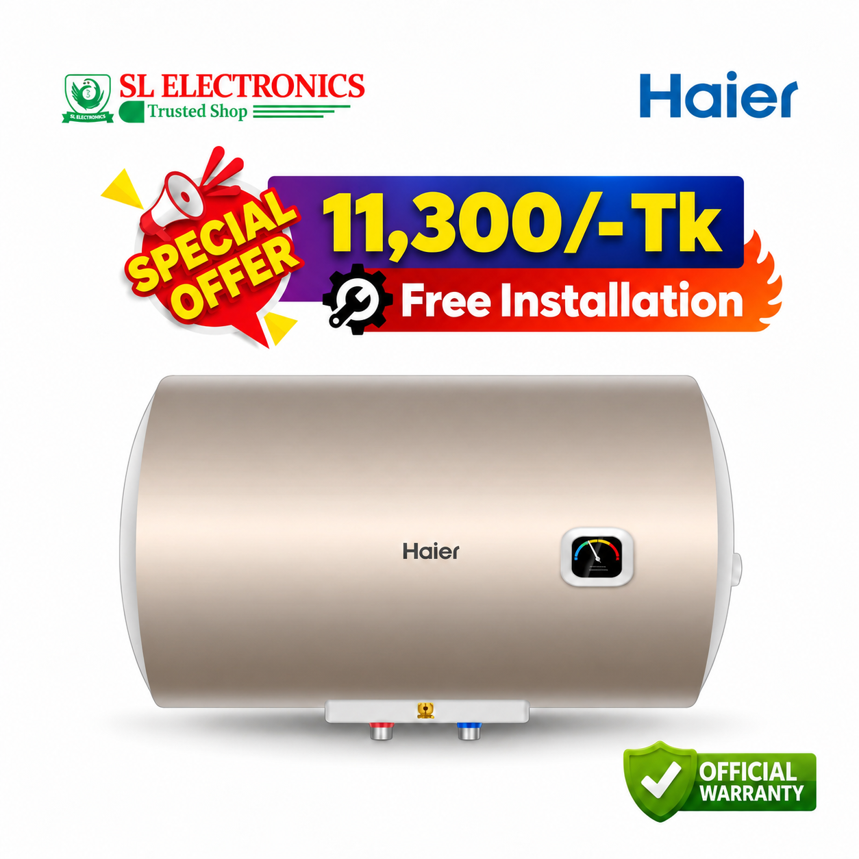 Haier 35 Litre Tigris Horizontal Water Heater (ES35H-Tigris)