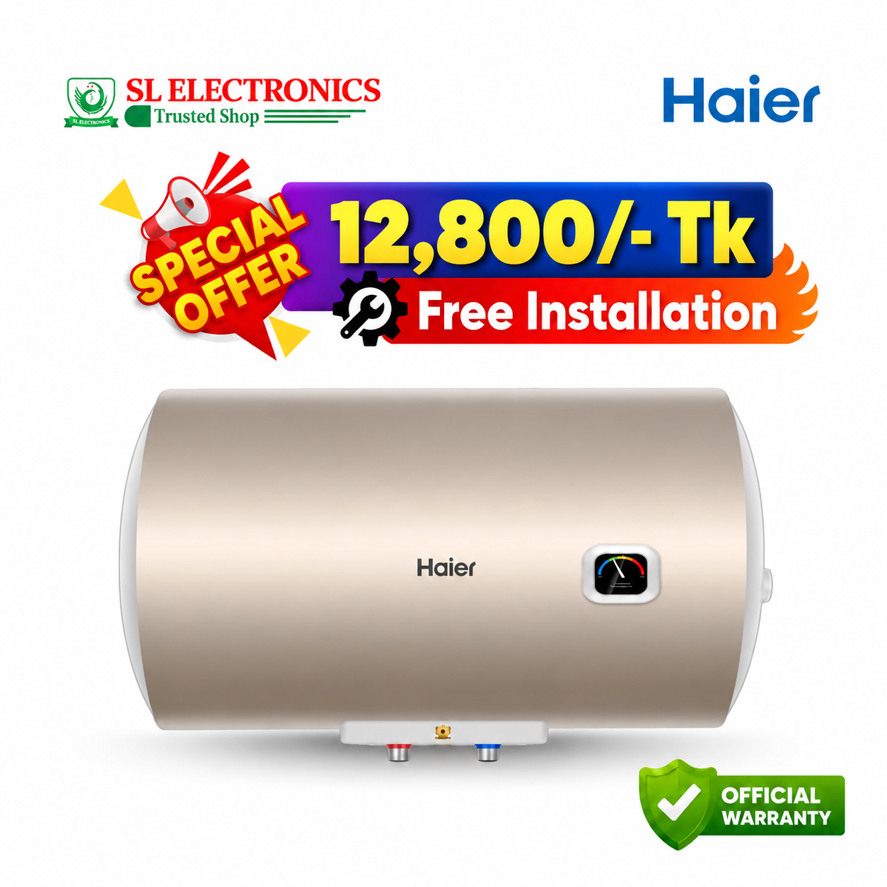 Haier 45 Litre Tigris Horizontal Water Heater (ES45H)