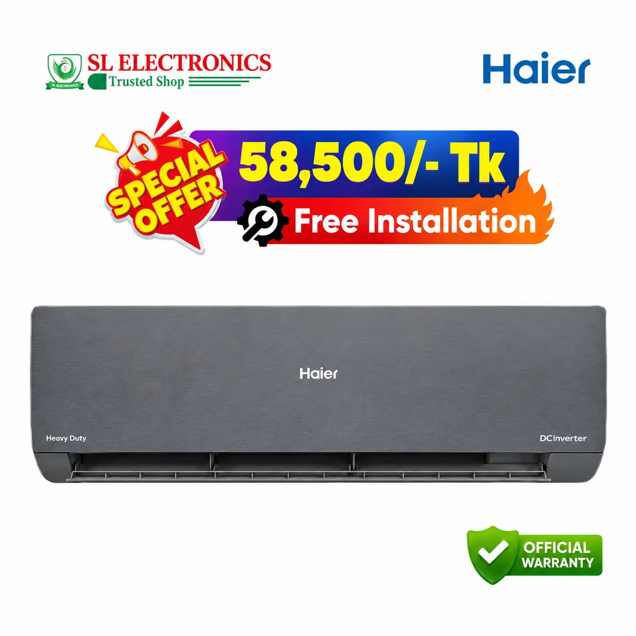 Haier 1.1 Ton Gravity AI Inverter AC (HSU-13Gravity) (INV)(Pro)(X6)