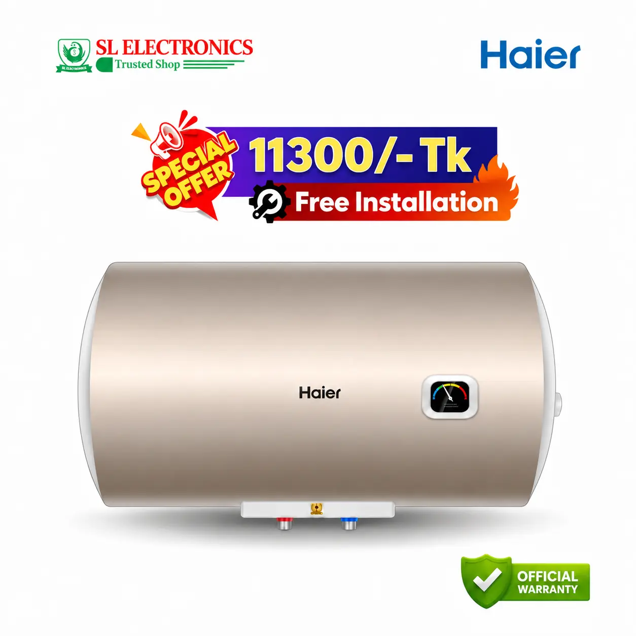 Haier 35 Litre Tigris Horizontal Water Heater (ES35H-Tigris)