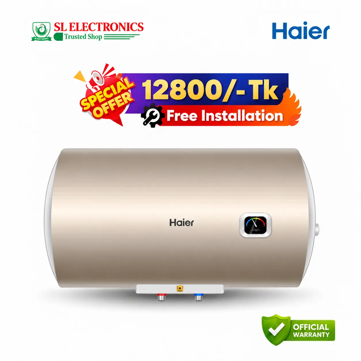 Haier 45 Litre Tigris Horizontal Water Heater (ES45H)