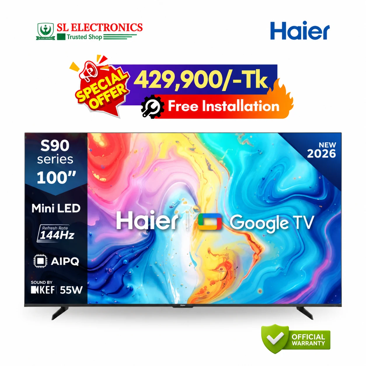 Haier 100 Inch Mini LED 4K Google TV (H100S90FUX)