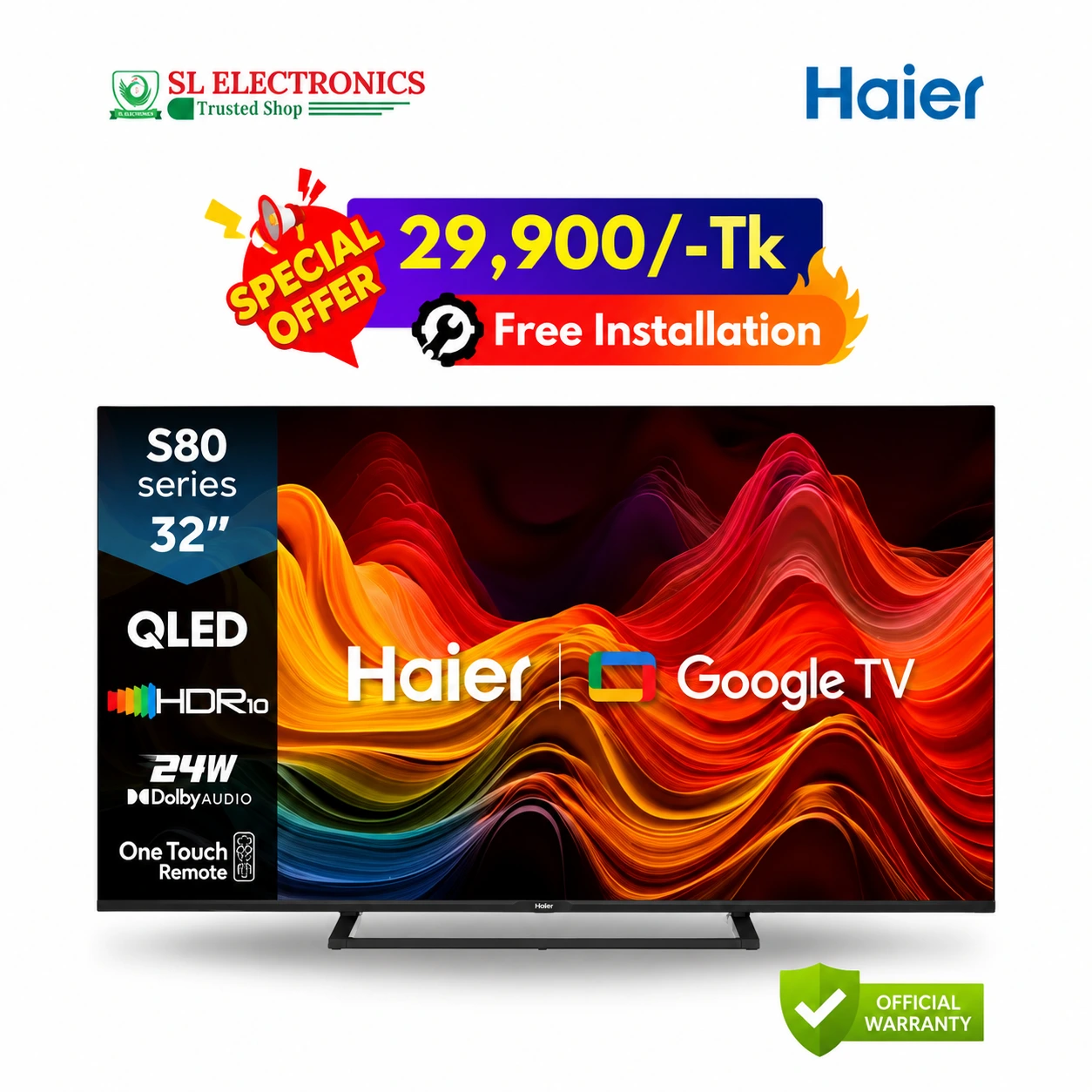 Haier 32 Inch QLED FHD Google TV (H32S80GFX)