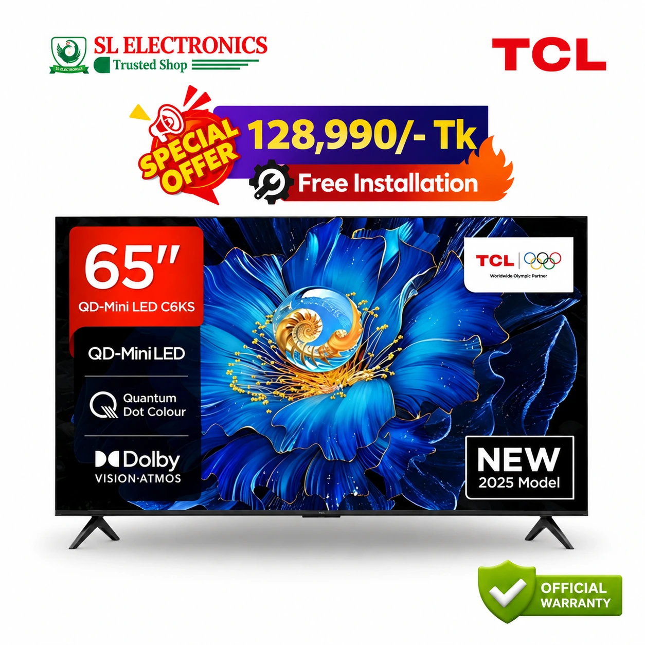 TCL 65 Inch QD Mini Led 4k Google TV (65C6KS)