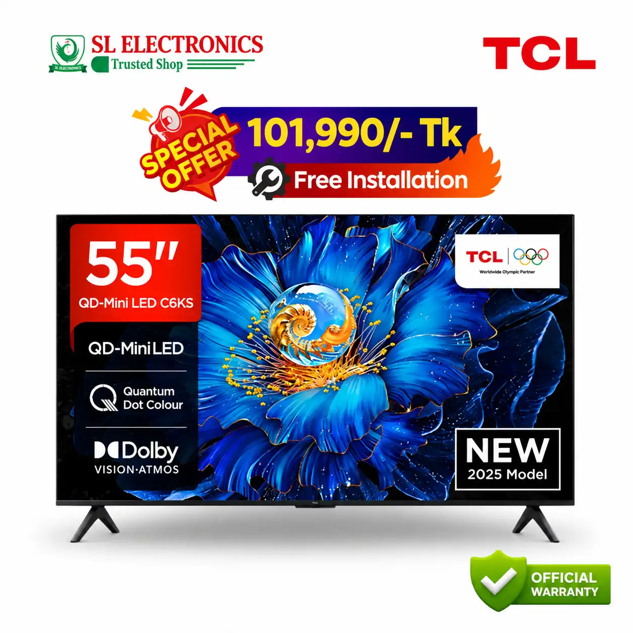 TCL 55 Inch QD Mini Led 4k Google TV (55C6KS)