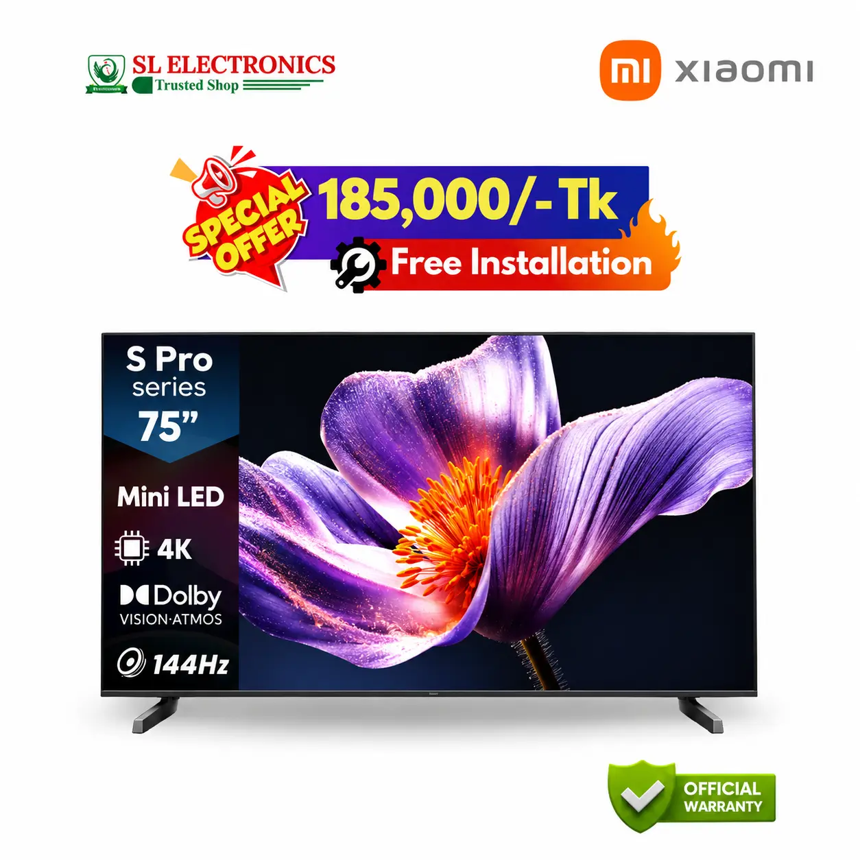 Xiaomi 75 Inch S Pro Mini LED 4K Google TV (2026)